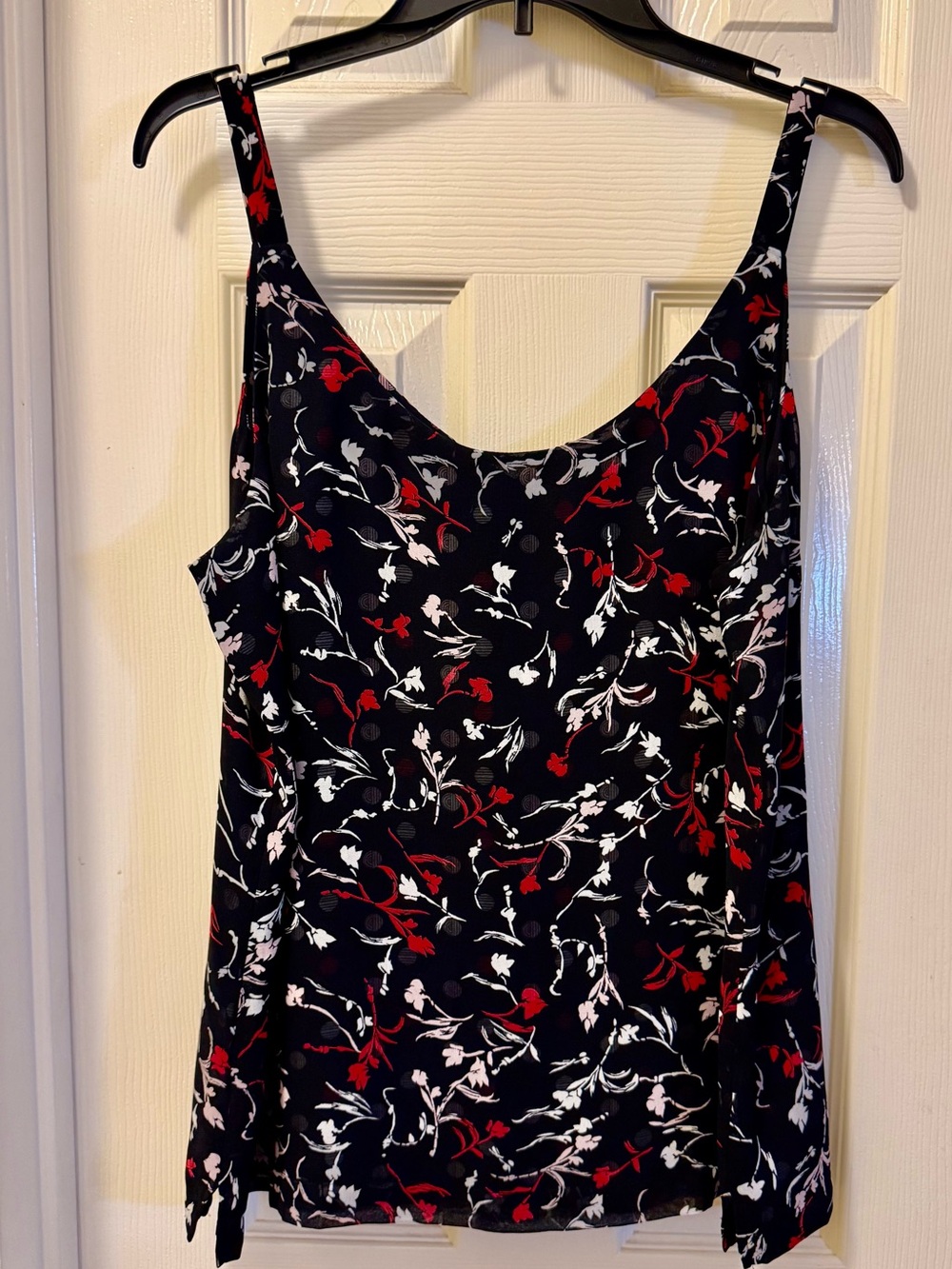 White House Black Market Floral and Polka Dot Shell and with Red & Cream Circles